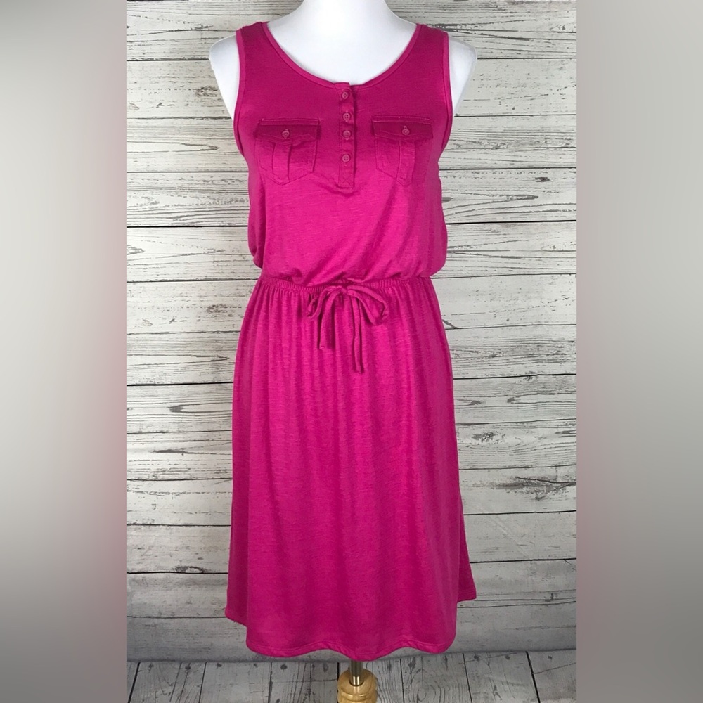 (A9) Sonoma Pink Sleeveless Elastic Waist Knit Blouson‎ Comfortable Day Dress 3X